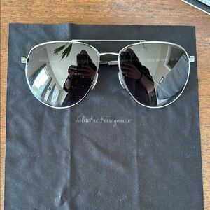 Salvatore Ferragamo Metallic Aviator Sunglasses